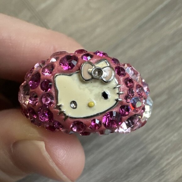 Swarovski × Hello kitty collaboration ring Kawaii Sanrio silver color Sz 58 8.5 - Picture 12 of 15